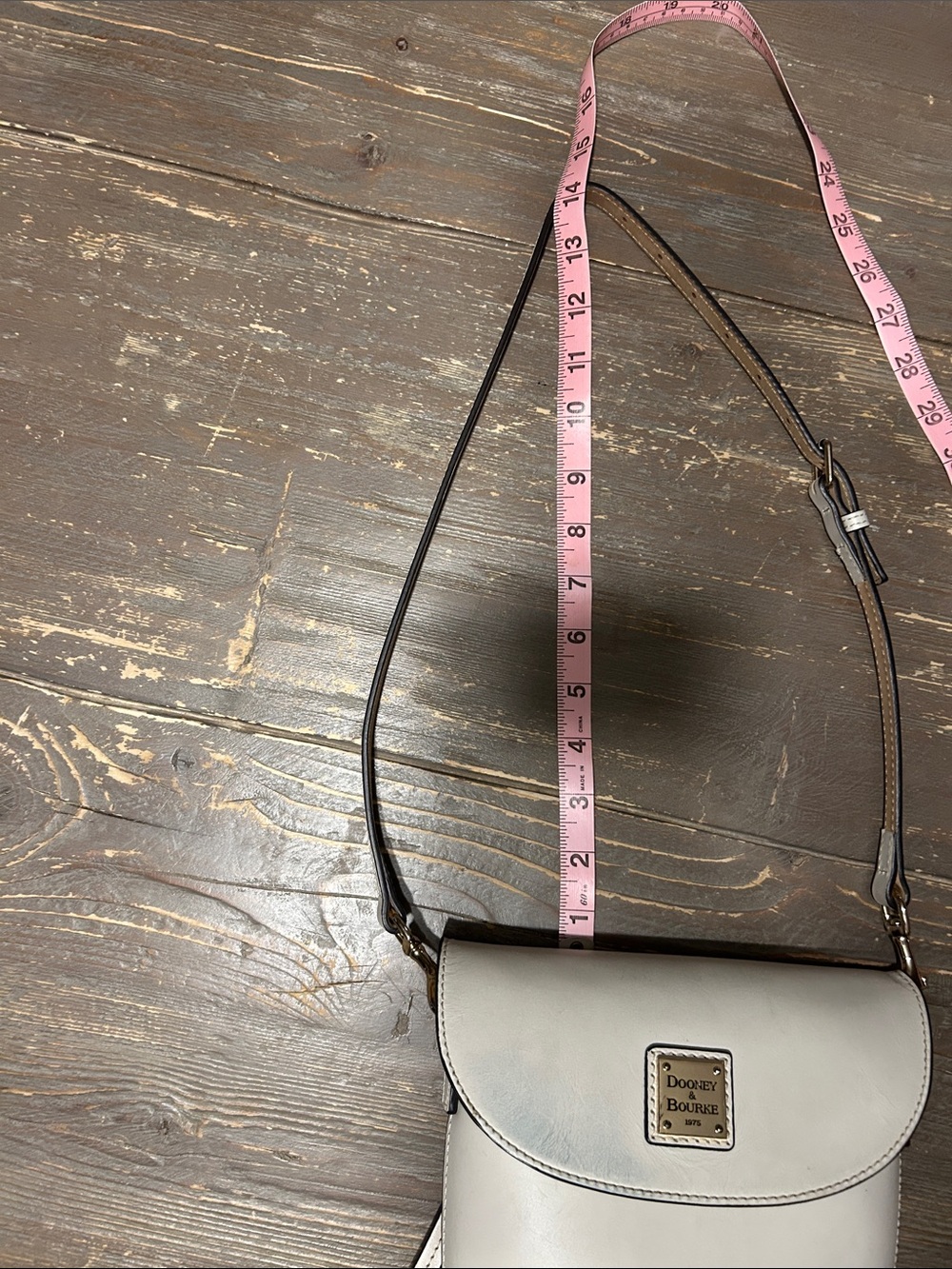 Dooney & Bourke Off-White Genuine Leather Crossbody with Tan Strap - Picture 15 of 15